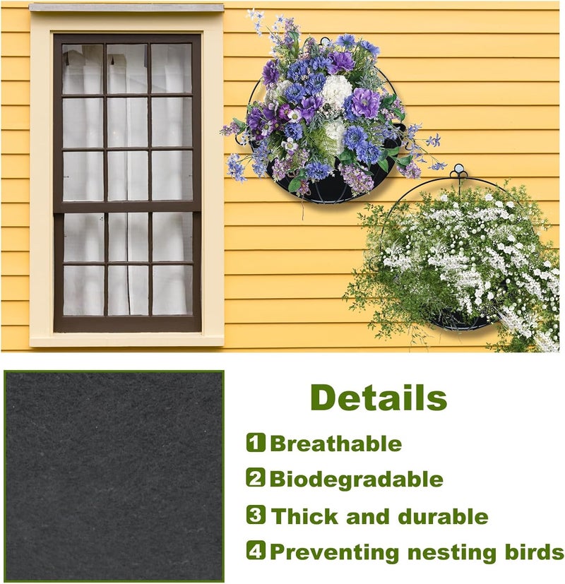 Fantang 3PCS 14 Inch Half Round Planter Liners Fabric Plant Liners Half Circle Flower Basket Liners Replacement Felt Liner Coconut Liners Alternative for Wall Hanging Basket Planter - Image 3
